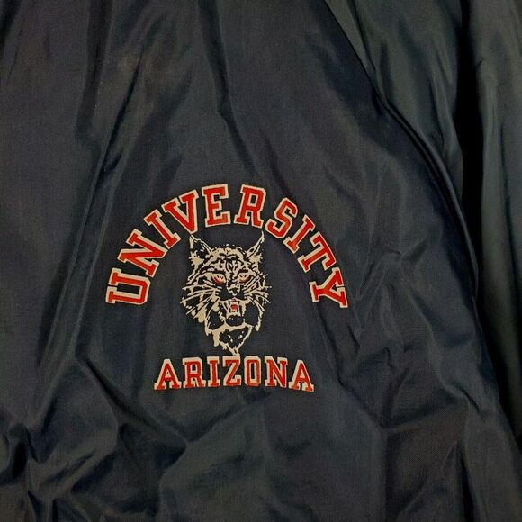 Vintage University of Arizona U of A Blue Nylon Snap Button Windbreaker Jacket M - Picture 6 of 10